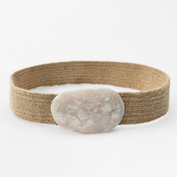 NWT BEIGE ACETATE BUCKLE BELT main image 5